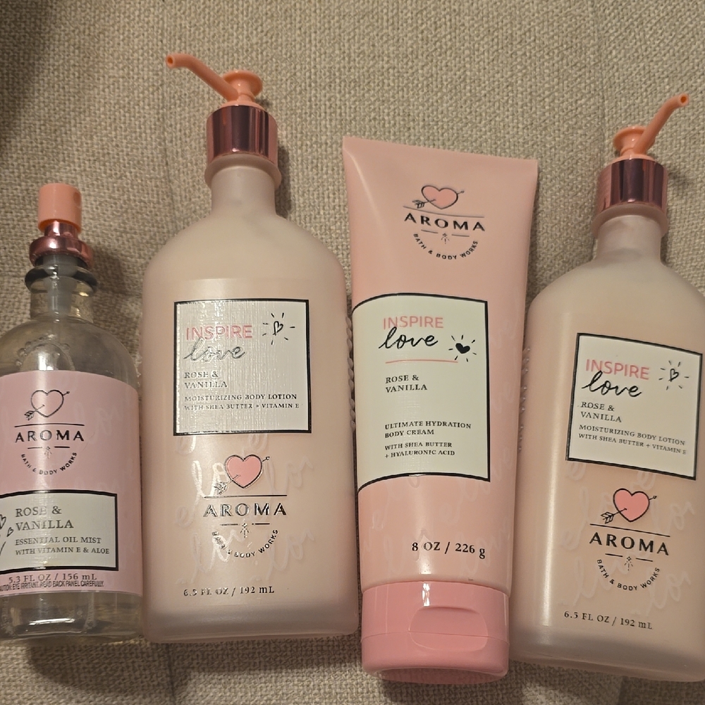 BNWT Bath And Body Works Rose And Vanilla Aromatherapy Love Set